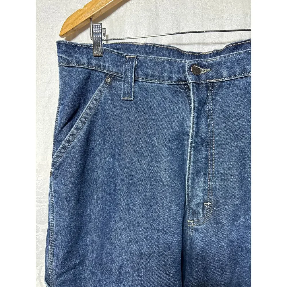 Wrangler Carpenter Jeans 36x34 Fleece Lined Blue Denim Vintage Grunge Workwear
